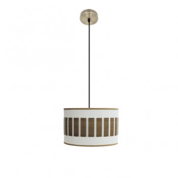 Distribuidor - Lâmpadas Diversas | Colgantes Moderno | COLGANTE IVANNA 1XE27 CUERO/BLANCO-MADERA OSCURA REGX30X30 CM Ref: 188493084